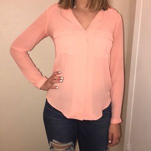 Pink Long Sleeve Button Down Top